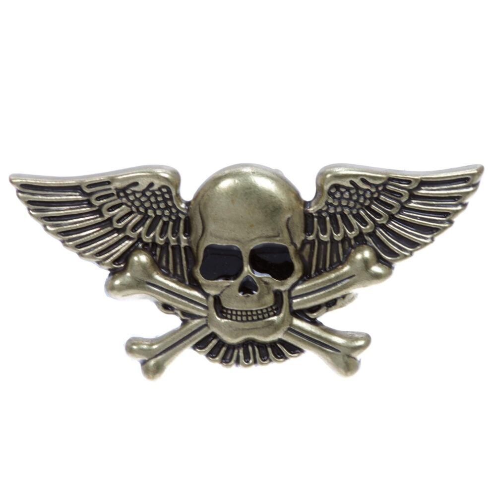 3710 Winged Skull and Cross Bone Pirate Belt Buckle, Brass
